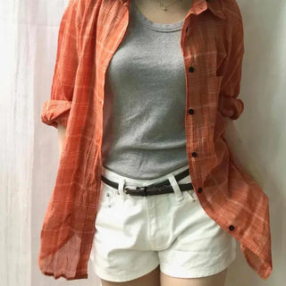 Oversized Check Button-Down Long Sleeve Shirt