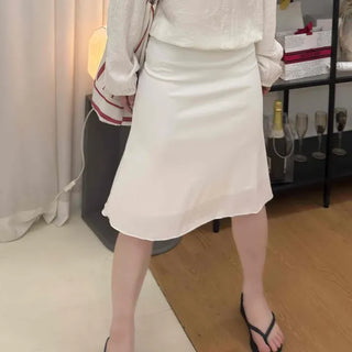 Mijoo A-Line Elastic Satin Midi Skirt