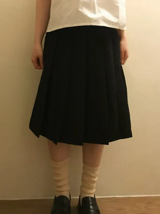 Carbon pleated banding midi skirt