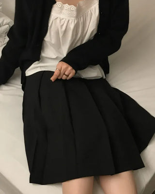 Carbon pleated banding midi skirt