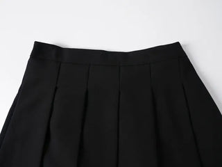 Carbon pleated banding midi skirt