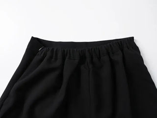 Carbon pleated banding midi skirt
