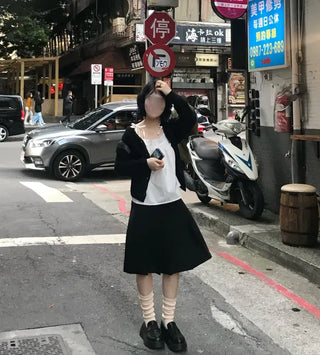 Carbon pleated banding midi skirt