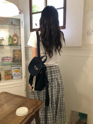Yoshu Check Frill Long Skirt