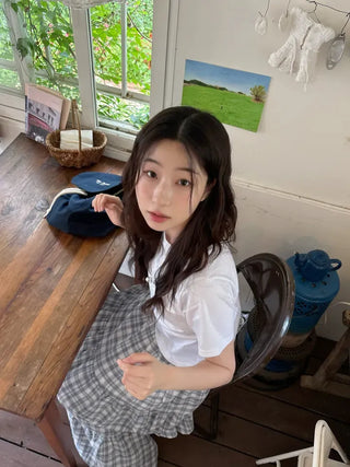 Yoshu Check Frill Long Skirt