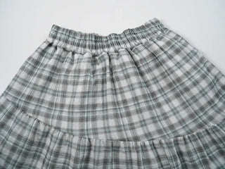 Yoshu Check Frill Long Skirt