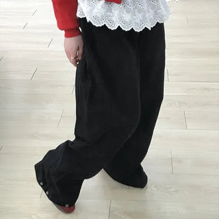 Peach Pintuck Wide Denim Pants