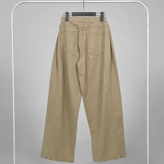 Peach Pintuck Wide Denim Pants