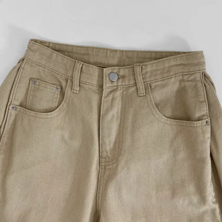 Peach Pintuck Wide Denim Pants