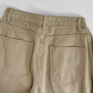 Peach Pintuck Wide Denim Pants