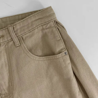 Peach Pintuck Wide Denim Pants