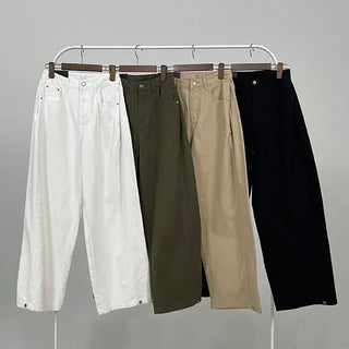 Peach Pintuck Wide Denim Pants