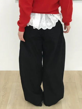 Peach Pintuck Wide Denim Pants