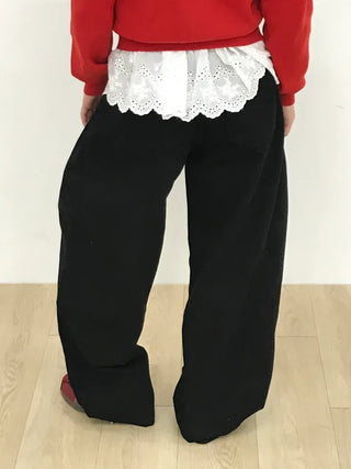 Peach Pintuck Wide Denim Pants