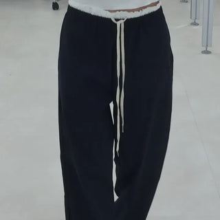 Natural Contrast Waist Comfort Long Pants