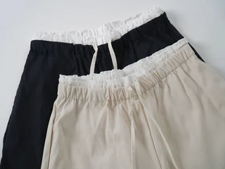 Natural Contrast Waist Comfort Long Pants