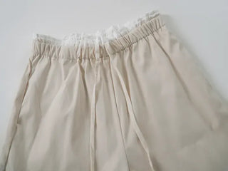 Natural Contrast Waist Comfort Long Pants