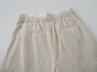 Natural Contrast Waist Comfort Long Pants