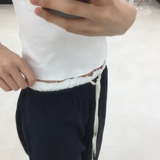 Natural Contrast Waist Comfort Long Pants