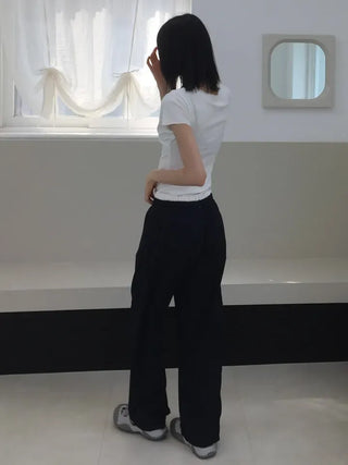 Natural Contrast Waist Comfort Long Pants
