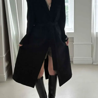Classic Handmade Wool Button Long Coat