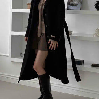 Classic Handmade Wool Button Long Coat