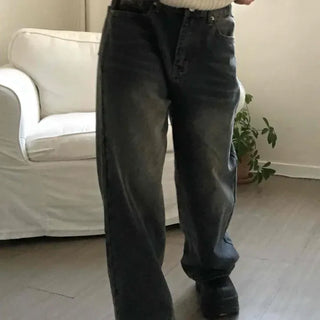 Vintage Washed Loose Fit Wide Denim Pants