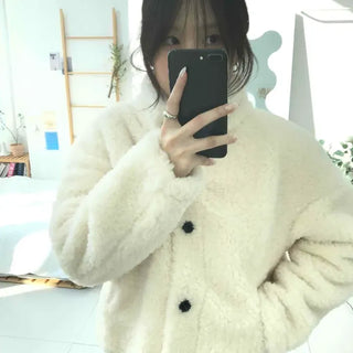 Sherpa Fleece Oversized Short Jacket