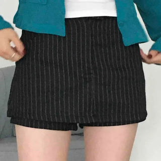 Office Look Pinstripe A-Line Mini Skirt