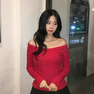 Waffle Knit Short Wide Round Neck Knit