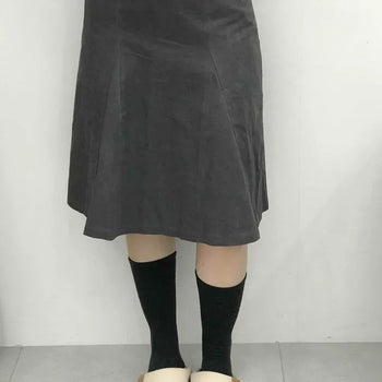 Vintage Washed Flare Midi Skirt