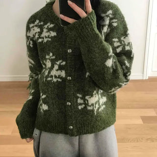 Nordic Flower Boucle Knit Cardigan