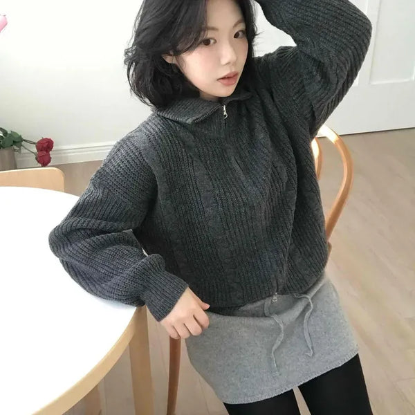 Simple Elastic String Knit Mini Skirt