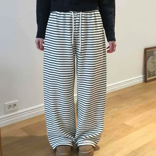Striped Elastic Waist Straight Training Pants