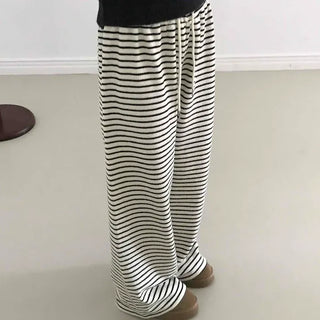 Striped Elastic Waist Straight Training Pants