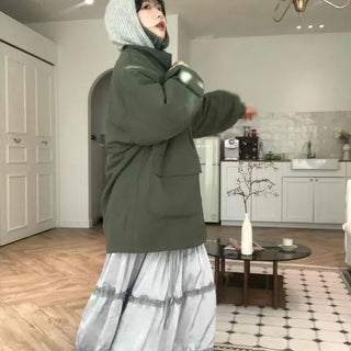 Button Wide Oversized Padded Field Jacket