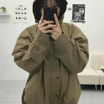 Vintage Oversized Zip-Up Military Field Jacket