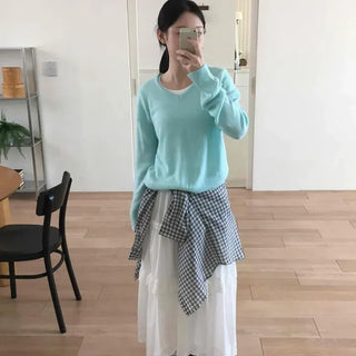 Light Cotton Frill Hem Long Skirt