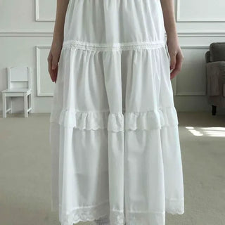 Light Cotton Frill Hem Long Skirt
