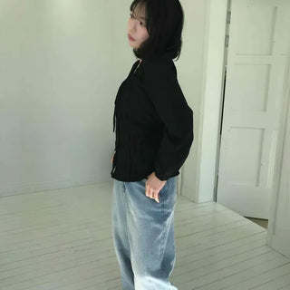 Super Wide Balloon Fit Long Denim Pants
