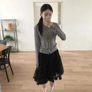 Round Neck Slim Fit Short Knit Cardigan