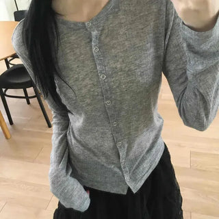 Round Neck Slim Fit Short Knit Cardigan