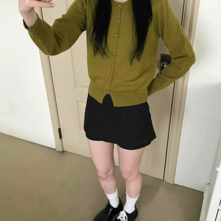 Slim Fit Front Button Short Knit Cardigan