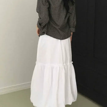 Delicate Fit Back-to-School Look Frill Long Skirt