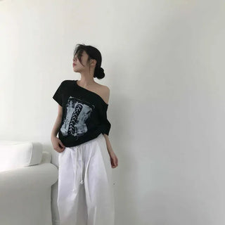 Loose-fit Wide Long Pants with String Details