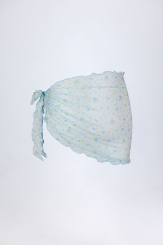 Side-Tie Sarong in Blue Floral
