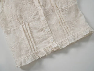 Muse Flower Jacquard Short Sleeve Blouse