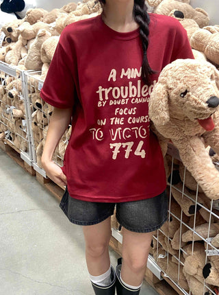 Kitsch Lettering Round Neck T-shirt