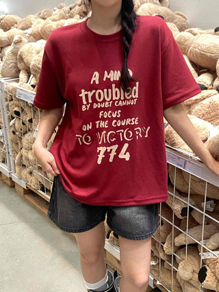 Kitsch Lettering Round Neck T-shirt