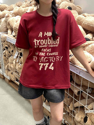 Kitsch Lettering Round Neck T-shirt